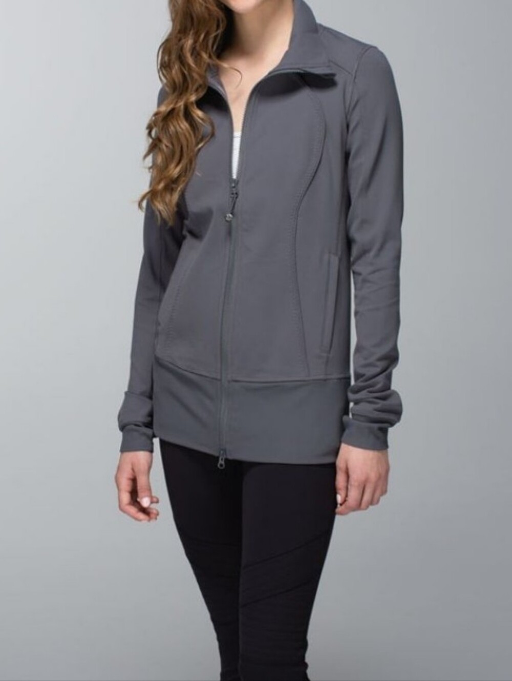 Lululemon Nice Asana Soot Gray Full Zip Active Jacket  Size 6 Women's